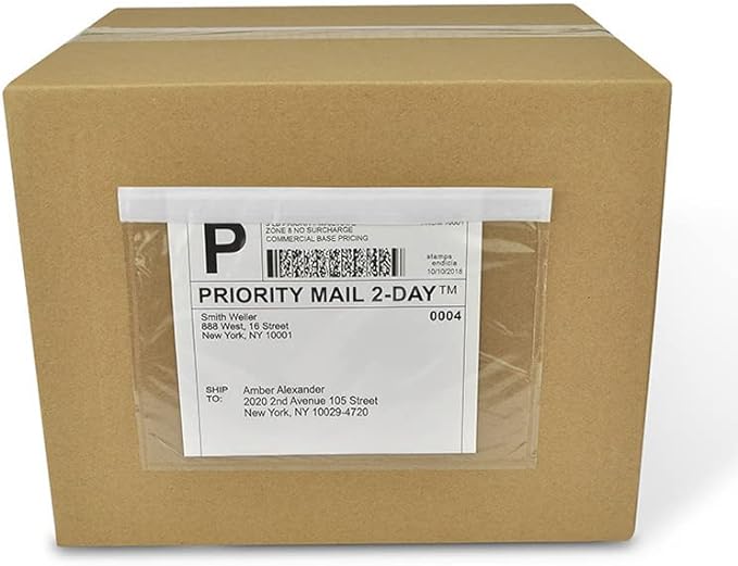 BEUYI Clear 7.5'' x 5.5'' Packing List Envelopes, Adhesive Shipping Label Pouches/Sleeves (50 Pack)