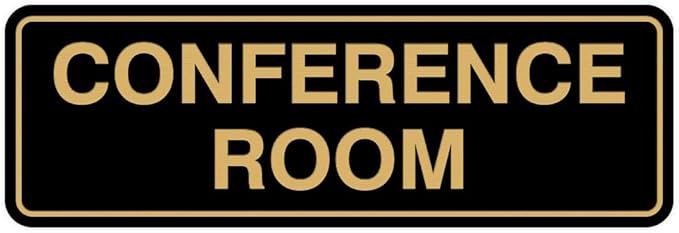 Standard Conference Room Sign - Black/Gold - Large 1 Pack