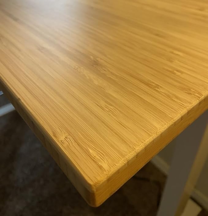 FLEXISPOT EN1 Bamboo Standing Desk, 48 x 24 Inches Whole-Piece Electric Height Adjustable Desk (White Frame + Bamboo Top, 2 Packages)