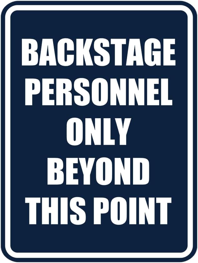 Portrait Round Backstage Personnel Only Beyond This Point Door or Wall Sign Easy Installation | Music | Concert | Festivals Sign (Navy Blue/White) - Large