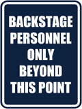 Portrait Round Backstage Personnel Only Beyond This Point Door or Wall Sign Easy Installation | Music | Concert | Festivals Sign (Navy Blue/White) - Large