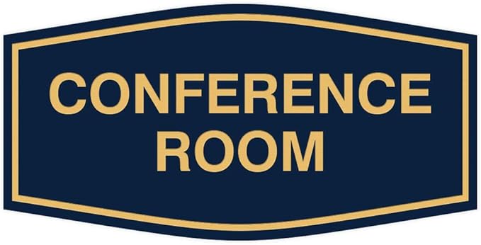 Fancy Conference Room Sign (Blue/Gold) - Medium