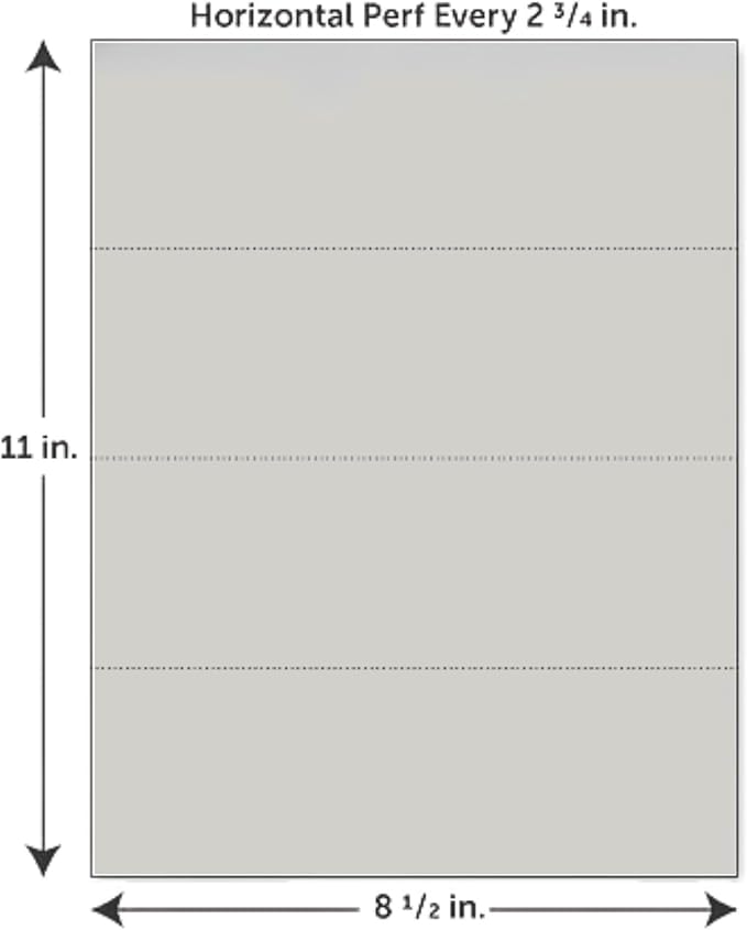Limited Papers (TM) 8.5x11 Perforated Paper, 20/50 Pound, 75 GSM, Variety of Perforation Sizes and Colors, for Forms, Tickets, Postcards, Business Cards. (Ivory, 4 up - horizontal every 2.75")