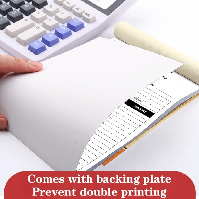 Custom Carbonless Sales Invoice Form Books for Small Business, Personalized NCR 3-Part Receipt Book with Carbon Copies, Cover Add Company Name, Address and Number Printed