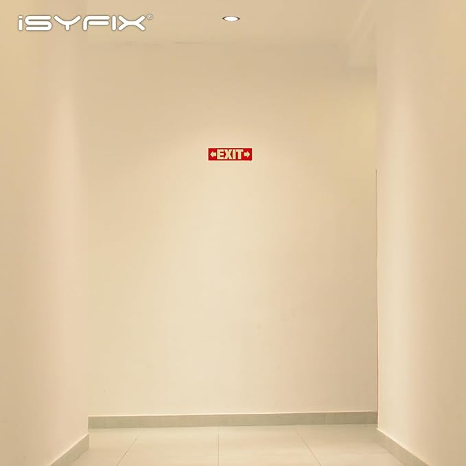 iSYFIX Exit Signs with Directional Right & Left Arrow, Glow in the Dark, Photoluminescent Aluminum 12x4 Inch - 6 Pack, Laminated for UV & Weather Resistance, Ideal for Offices, Schools, Theaters & More