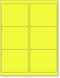 8-1/2 x 11 Neon Color High Light Fluorescent Labels for Laser & Inkjet Printer (Yellow Fluorescent, 4" x 3-1/3" - 6 Per Page | 150 Labels)