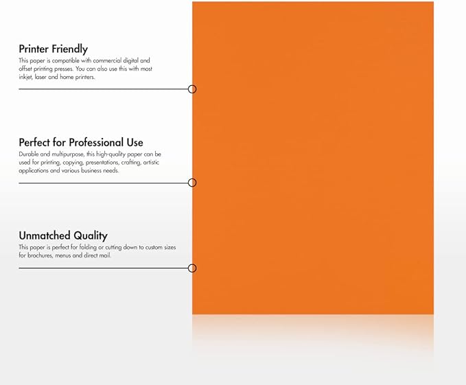 LUXPaper 8.5" x 11" Paper | Letter Size | Mandarin Orange | 80lb. Text | 500 Qty