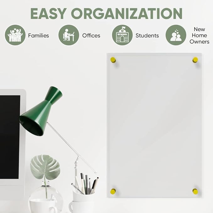 Ships Next Day, Made in USA - Acrylic Dry Erase Board | Non-Magnetic Dry Erase Board | Hanging Frameless White Board | Acrylic for Office, School and Home Walls | for Kids & Adults (Clear - 24x30)