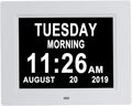 Aowasi 8 Alarms Digital Clock, Extra Large Display Wall Digital Day Calendar Clock with Non-Abbreviated Day & Month Alarm Clocks for Seniors Impaired Vision Dementia Elderly Alzheimer