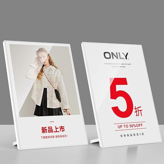 ECKEK Acrylic Sign Holder A3/A4/A5 Menu Displays L Shape Sign Stand Table Top Sign Stand (Horizontal A3 420×297mm/16.54×11.69inches)