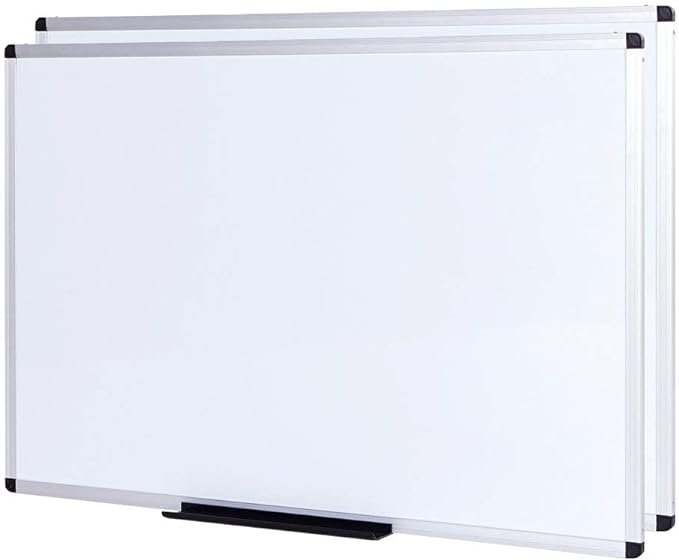 VIZ-PRO Large Magnetic Dry Erase White Board for Wall, 72 X 40 inches, Pack of 2, Aluminum Framed Whiteboard with Marker Tray for School Office Home