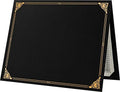 LUXPaper 9.5" x 12" Certificate Holders | Black Linen | Embossed Gold Foil Floral Border | 100lb. Cover | 25 Qty