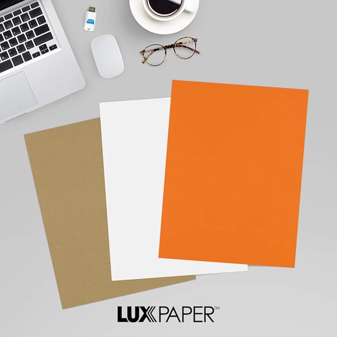 LUXPaper 8.5" x 11" Paper | Letter Size | Mandarin Orange | 80lb. Text | 50 Qty