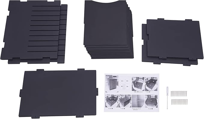GUEYYSAN Vertical File Storage Rack, 11-Compartment Desktop Sorter Documents Box with Removable Shelves for Studios Office (Black)