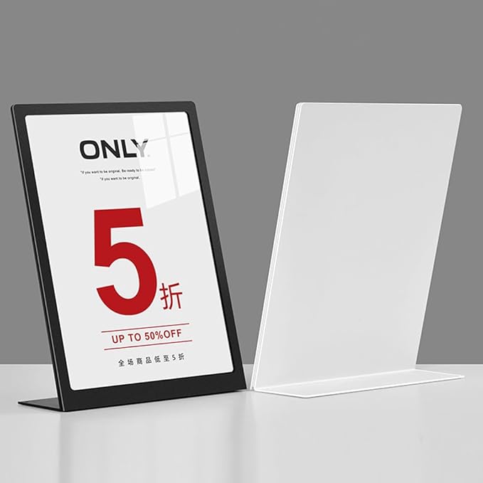 ECKEK Carbon Steel Sign Holder, Menu Displays Double Sided, Table Top Sign Stand (T Shape Black A5 148×210mm/ 5.83×8.27 inches)