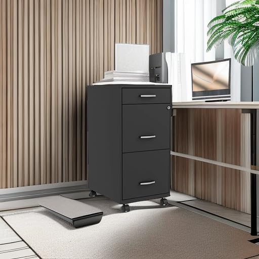 Lorell LYS SOHO Box/File/File 3-Drawer Mobile File Cabinet, Black