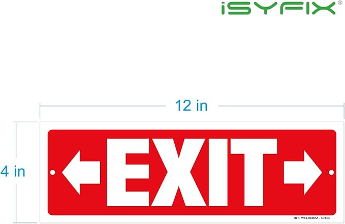iSYFIX Exit Signs - 6 Pack 12x4 Inch Directional Right & Left Arrow Signs, 40 mil Polystyrene Plastic, UV Laminated, Scratch & Fade Resistant, Waterproof - Ideal for Office, Theater, School, Business