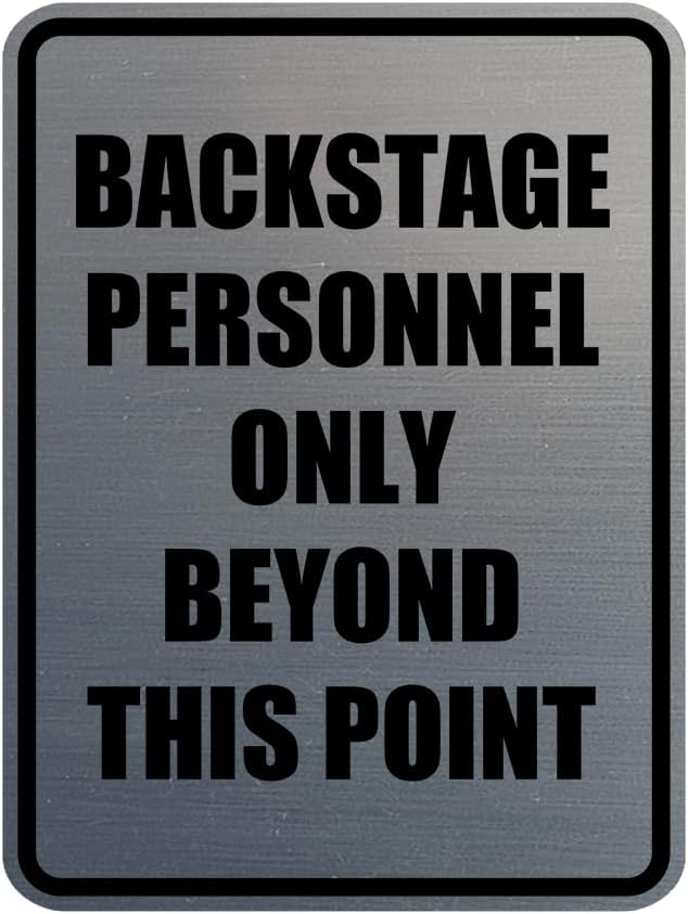 Portrait Round Backstage Personnel Only Beyond This Point Door or Wall Sign Easy Installation | Music | Concert | Festivals Sign (Brushed Silver) - Small