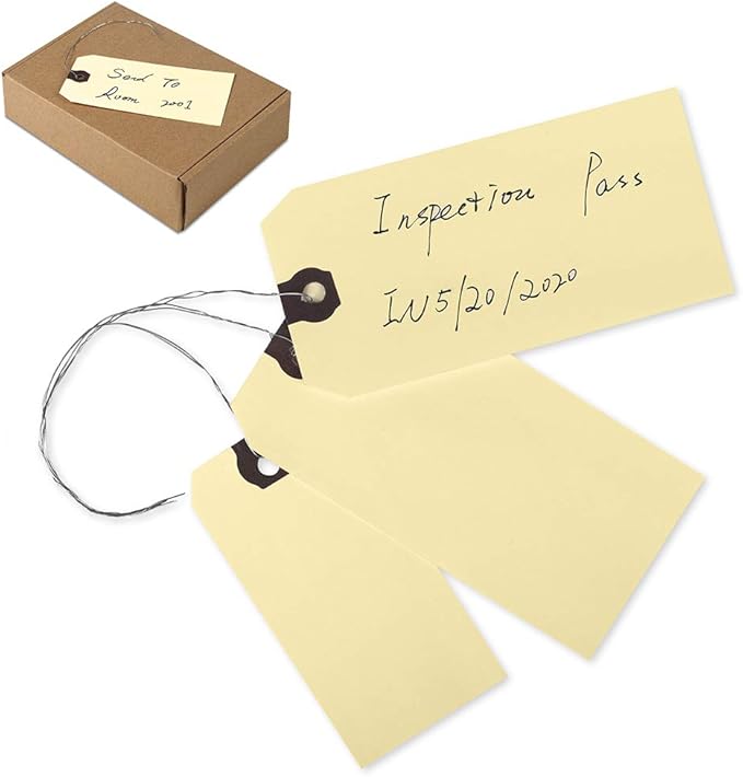 INNOVART Shipping Tags - Double Wired 6 1/4" x 3 1/8", Manila Wire Tags with Reinforced Eyelet, Case of 1000