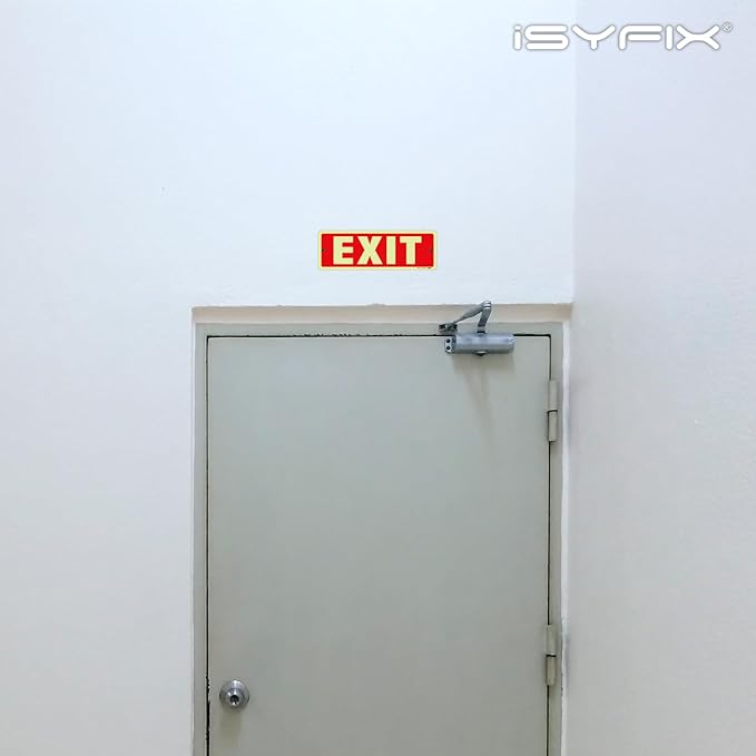 iSYFIX Exit Glow in the Dark Sign Aluminum – 2 Pack 12x4 Inch – Photoluminiscent, Laminated for Ultimate UV, Weather & Fade Resistance, Indoor & Outdoor for Business, School, Office, Warehouse