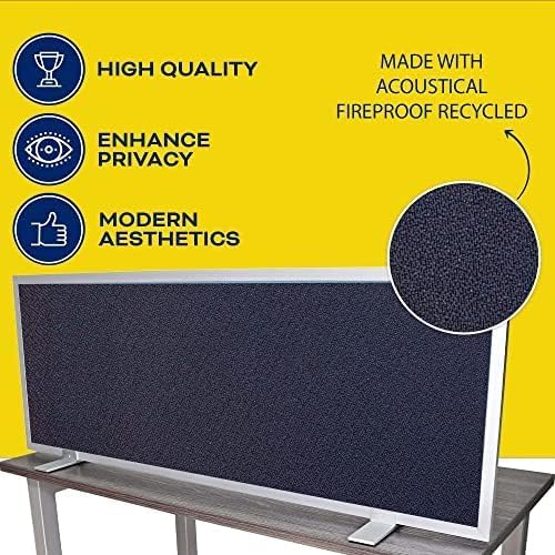 OBEX Acoustical Free Standing Privacy Screen, Cubicle Accessories Desk Privacy Panel, Desk Dividers for Office, Office Furniture Partitions Portable Sound Proof Dividers, 18" x 66", Slate