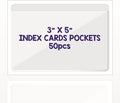 Clear Adhesive 3" x 5" Index Card Pockets With Top Open Loading, 50 Pack, Plastic Labels Holders for Storage Bins and Library, Ideal for Organizing and Protecting Your Cards