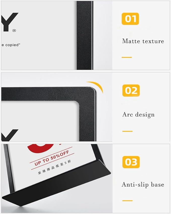 ECKEK Carbon Steel Sign Holder, Slanted Menu Displays, Table Top Sign Stand (L Shape White A4 210×297mm/8.27×11.69 inches)
