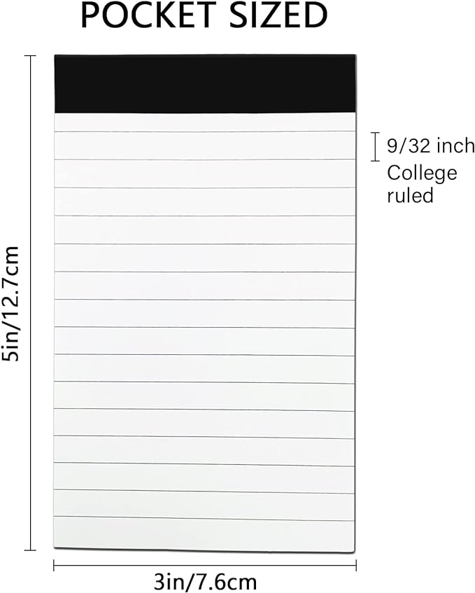 Nichela 12 Pack Small Notepad, 3 x 5 Inch Ultra Quality Note Pads, Server Lined Papers and Desk Notepads for Office Supplies, Writing and Memo pads 30 Sheets Each