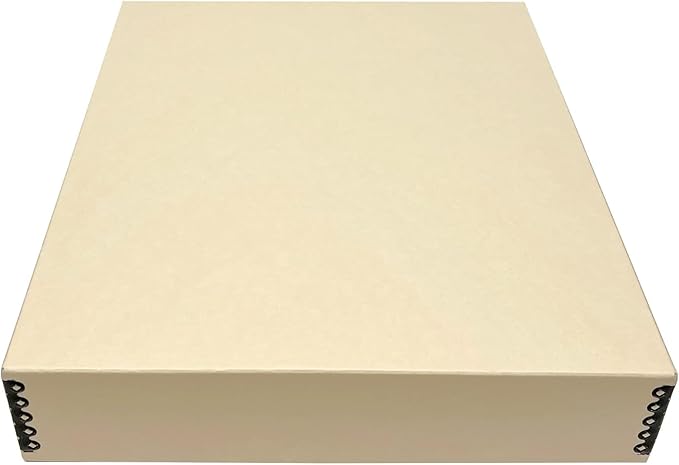 Lineco Museum Archival Storage Box, 14.75x18.75x3 in. Drop Front Design. Acid-Free with Metal Edge. Organize Photos, Pictures, Prints, Documents, Crafts, DIY. Tan, 1 Pack