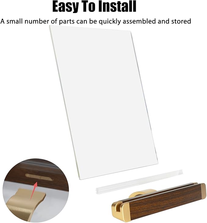 8.5 x 11 Menu Holder, Acrylic Table Menu Stand, Classic Wooden Sign Holder, Double Sided Display Table Top Paper Holder, for Bar, Cafe, Restaurant, Store, Certificate, Document (Vertical, 2pack)