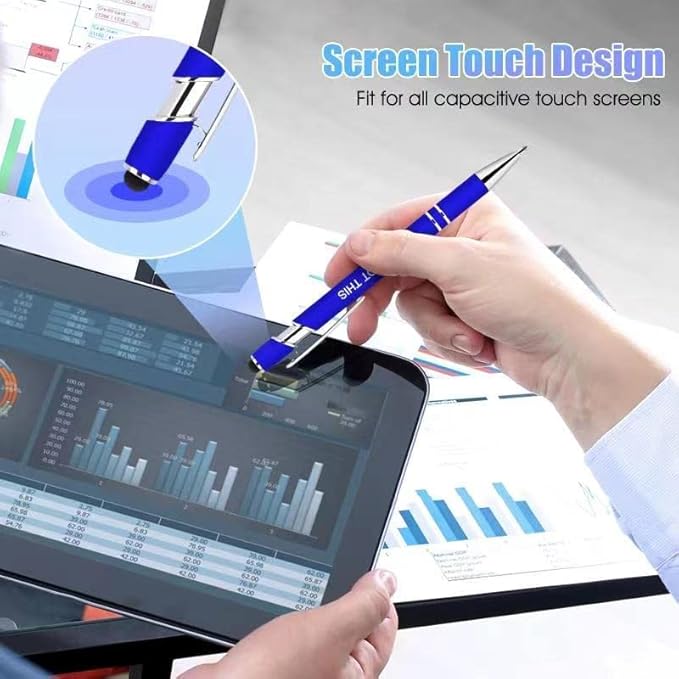 Greengines 30 Pieces Inspirational Pens, Motivational Ballpoint Pen with Stylus Tip Funny Ink Pens Bulk Inspirational Gifts for Women Coworkers Office Supplies Black Ink