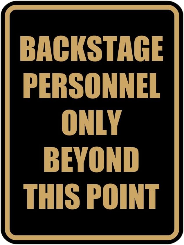 Portrait Round Backstage Personnel Only Beyond This Point Door or Wall Sign Easy Installation | Music | Concert | Festivals Sign (Black/Gold) - Small