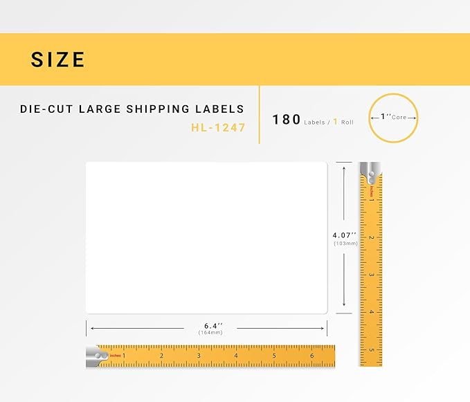 HOUSELABELS Compatible with DK-1247 Replacement Roll for Brother QL Label Printers; 180 Large Shipping Labels; 4.07" x 6.4" (103mm*163mm) - 4 Rolls