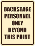 Portrait Round Backstage Personnel Only Beyond This Point Door or Wall Sign Easy Installation | Music | Concert | Festivals Sign (Ivory/Dark Brown) - Large