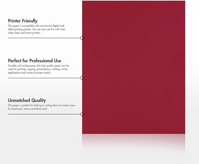 LUXPaper 8.5" x 11" Paper | Letter Size | Garnet Red | 80lb. Text | 50 Qty