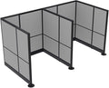 2 Person Workstation Wall Partition | Cubicle Workstations | Privacy Office Divider 2 Work Stations | U Shape Cubicle | Emerald Collection | 5x5x65 H | Silver
