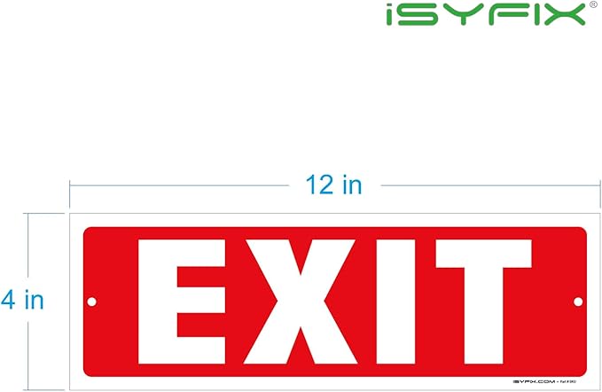 iSYFIX Exit Sign – 12 Pack 12x4 Inch – 40 mil Thick Polystyrene Plastic Sign, Laminated UV, Scratch & Fade Resistance, Waterproof, Indoor & Outdoor, Exit Signs for Exterior.
