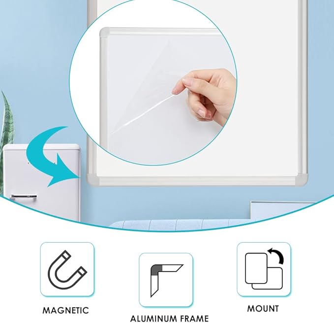 DEVELOP Large Magnetic Dry Erase Board 36 x 72 Inch, 3' x 6' Wall Mounted White Board with Aluminium Frame & Detachable Marker Tray, Magnetic Whiteboard for Home School Office
