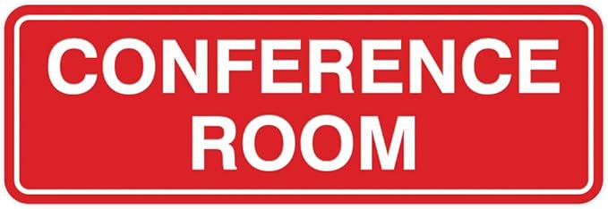 Standard Conference Room Sign -Red - Large 5 Pack
