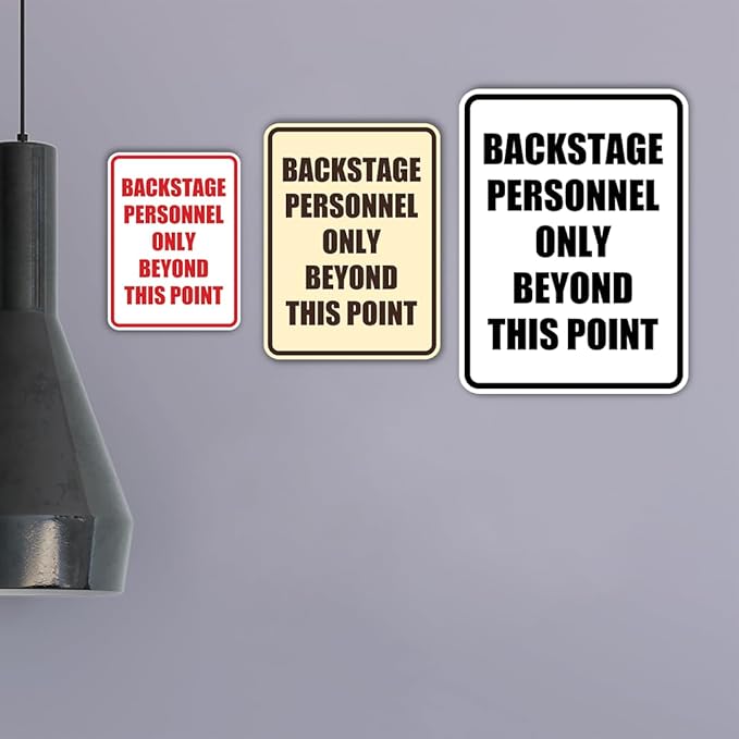 Portrait Round Backstage Personnel Only Beyond This Point Door or Wall Sign Easy Installation | Music | Concert | Festivals Sign (Black/Gold) - Small (10 Pack)