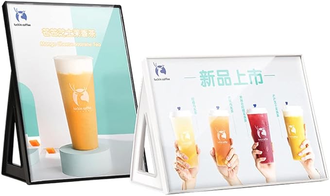 ECKEK ABS Plastic Sign Holder，Menu Displays L Shape Sign Stand Vertical/Horizontal Use (Black A3 297×420mm/11.69×16.54inches)