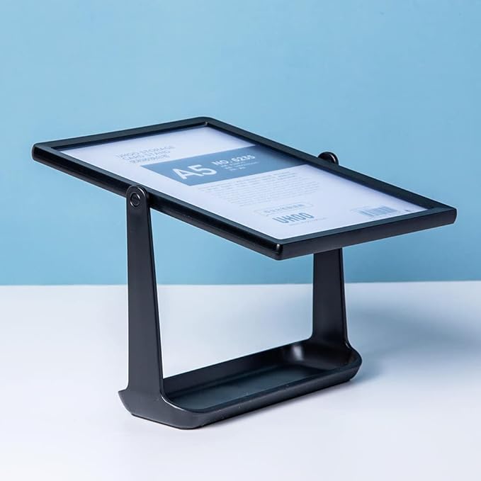 ECKEK ABS Plastic Sign Holder, Menu Displays T Shape Sign Stand, Rotating Display Stand for Ads, Menu, Photos, Business Card (Black A5 148×210mm/ 5.83×8.27 inches)
