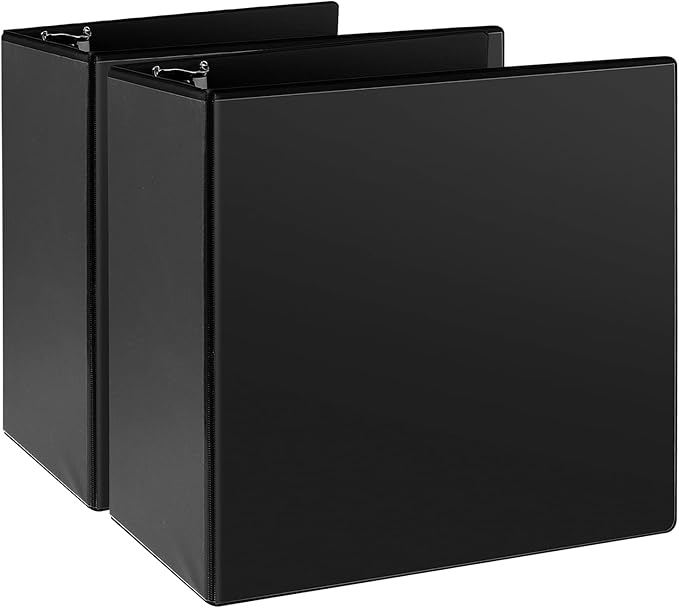 CIXILDTS 5" 3 Ring Binder, Standard 5-Inch Slant-D Ring Binder Fit Letter Size Paper, Presentation View Binders, 2 Packs, Black
