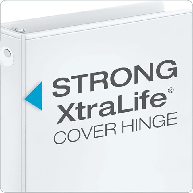 Cardinal Economy 3-Ring Binders, 2", Round Rings, Holds 475 Sheets, ClearVue Presentation View, Non-Stick, White, Carton of 12 (90641)