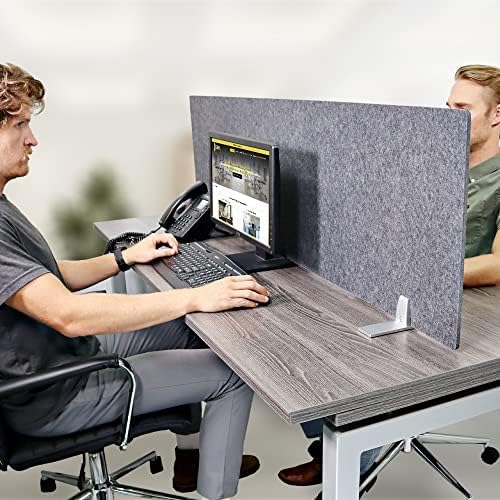 OBEX Free Standing Desk PET Privacy Screen, Table Top Home & Office Furniture Partitions and Dividers, Portable Workstation Freestanding Panels, 18" x 36" Shadow