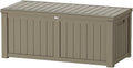 PATIOEASY Outdoor Storage Box 150GAL Waterproof Resin Deck Box,UV-Resistant Lockable Package Delivery Bin for Garden Tools,Large Patio Outside Cushions,Pool Accessories Supplies,Chest,Furniture,Grey