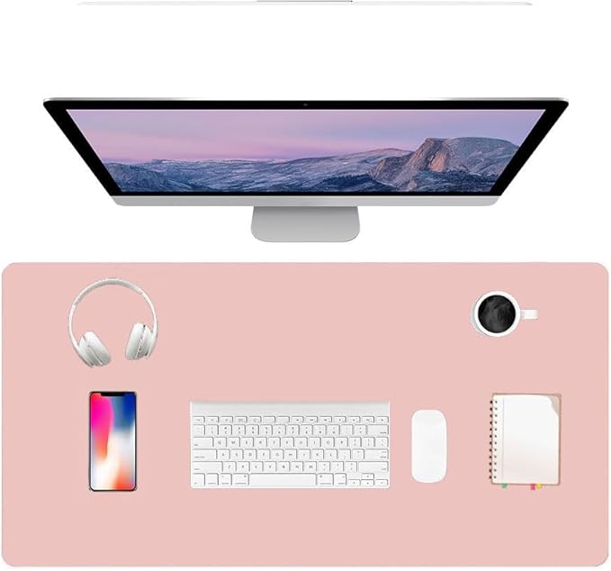 PU Leather Desk Pad Protector Gaming Mouse Pad Non Slip Desk Mat for Keyboard and Mouse Waterproof Desk Writing Pad for Office and Home Desk Accessories(Pink, 47.2 * 17.7)