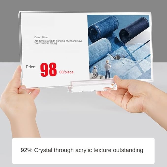 ECKEK Magnetic Sign Holder Grip Holder, Powerful Magnet, Acrylic Sign Holder for Retail Shelves Display Store Vendor Event Warehouse and Shop Supplies (Acrylic Base 297*148mm/11.69*5.83inches)