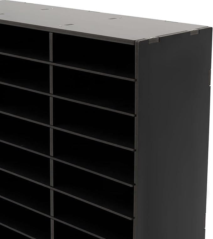 24 Slots Mail Sorters for Office, Desktop Literature Organizer with Removable Shelves, PVC Mail Center Paper Storage Cabinet for Files Magazines Documents, 9 * 2.6in Each Slot (24 Slots - Black)