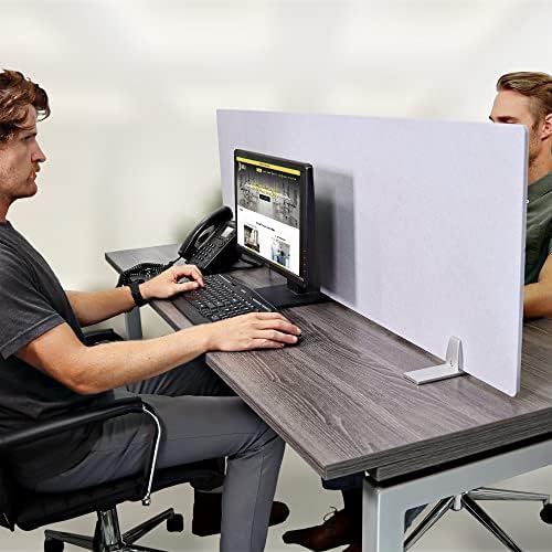 OBEX Free Standing Desk PET Privacy Screen, Table Top Home & Office Furniture Partitions and Dividers, Portable Workstation Freestanding Panels, 24" x 30" Stone